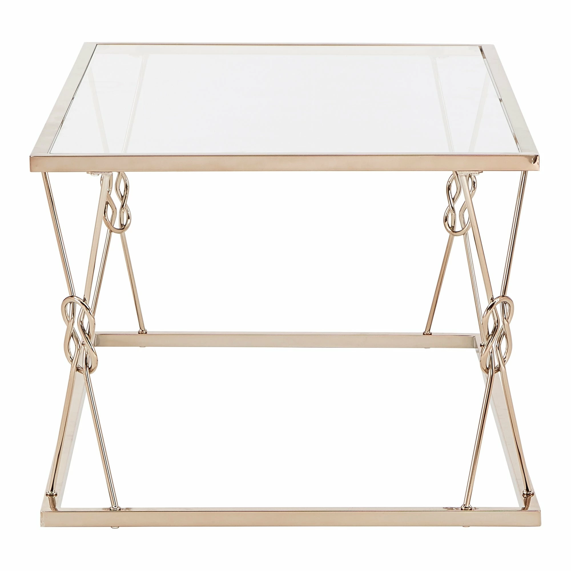 New ⌛ Sandiacre Champagne Gold Reef Knot Frame And Glass Coffee Table By INSPIRE Q Bold ⭐ 2 New ⌛ Sandiacre Champagne Gold Reef Knot Frame And Glass Coffee Table By INSPIRE Q Bold ⭐ - Image 2