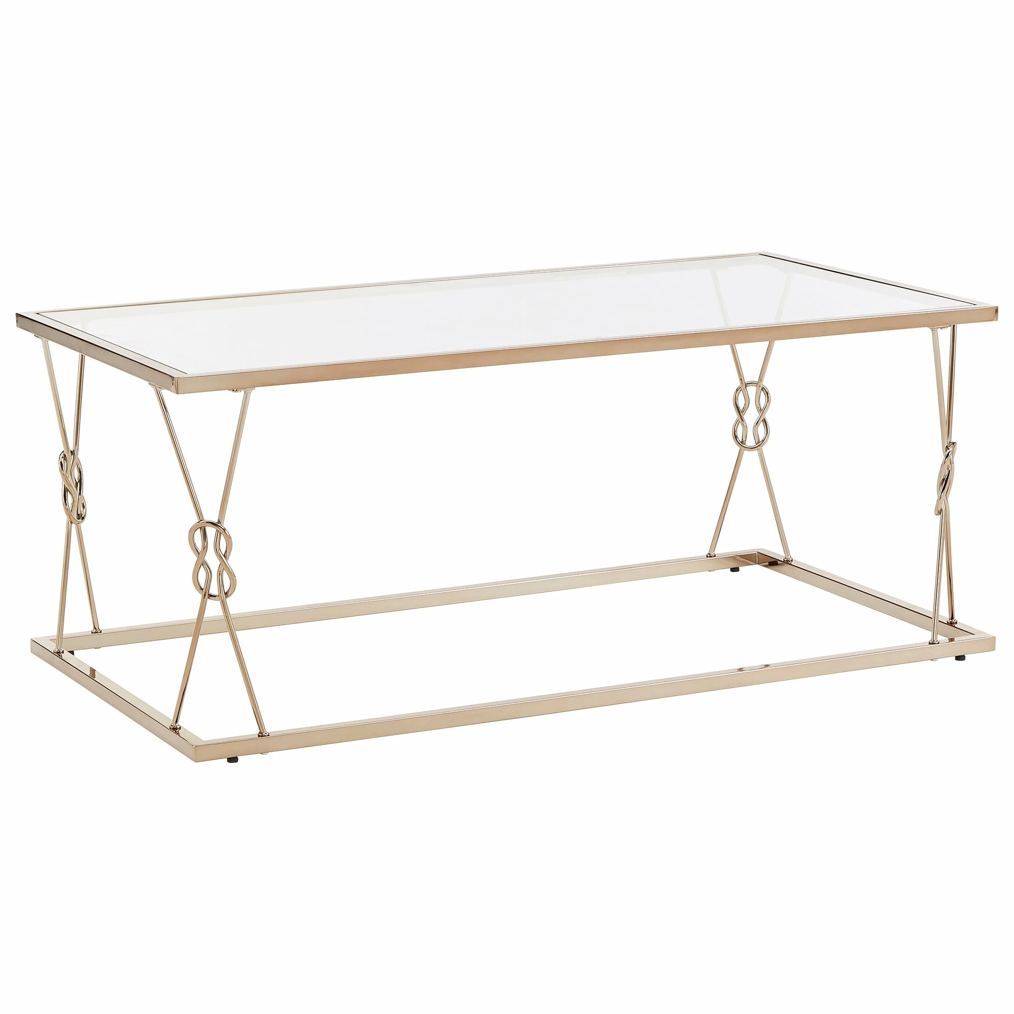 New ⌛ Sandiacre Champagne Gold Reef Knot Frame And Glass Coffee Table By INSPIRE Q Bold ⭐ 3 New ⌛ Sandiacre Champagne Gold Reef Knot Frame And Glass Coffee Table By INSPIRE Q Bold ⭐ - Image 3