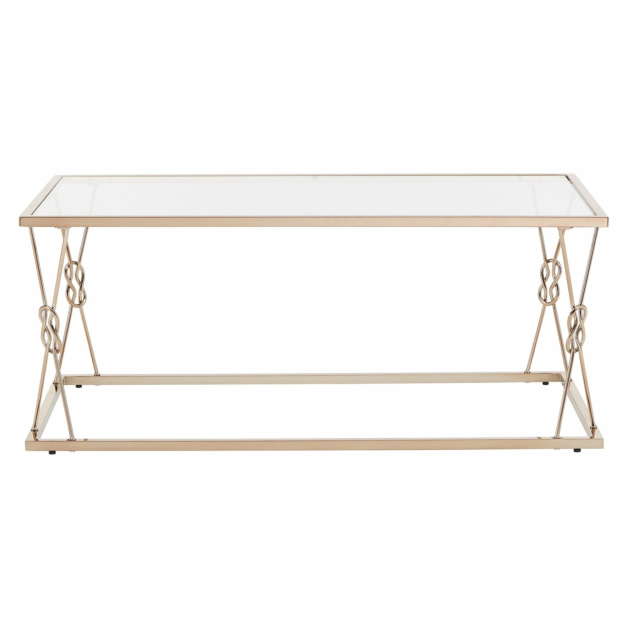 New ⌛ Sandiacre Champagne Gold Reef Knot Frame And Glass Coffee Table By INSPIRE Q Bold ⭐ 4 New ⌛ Sandiacre Champagne Gold Reef Knot Frame And Glass Coffee Table By INSPIRE Q Bold ⭐ - Image 4