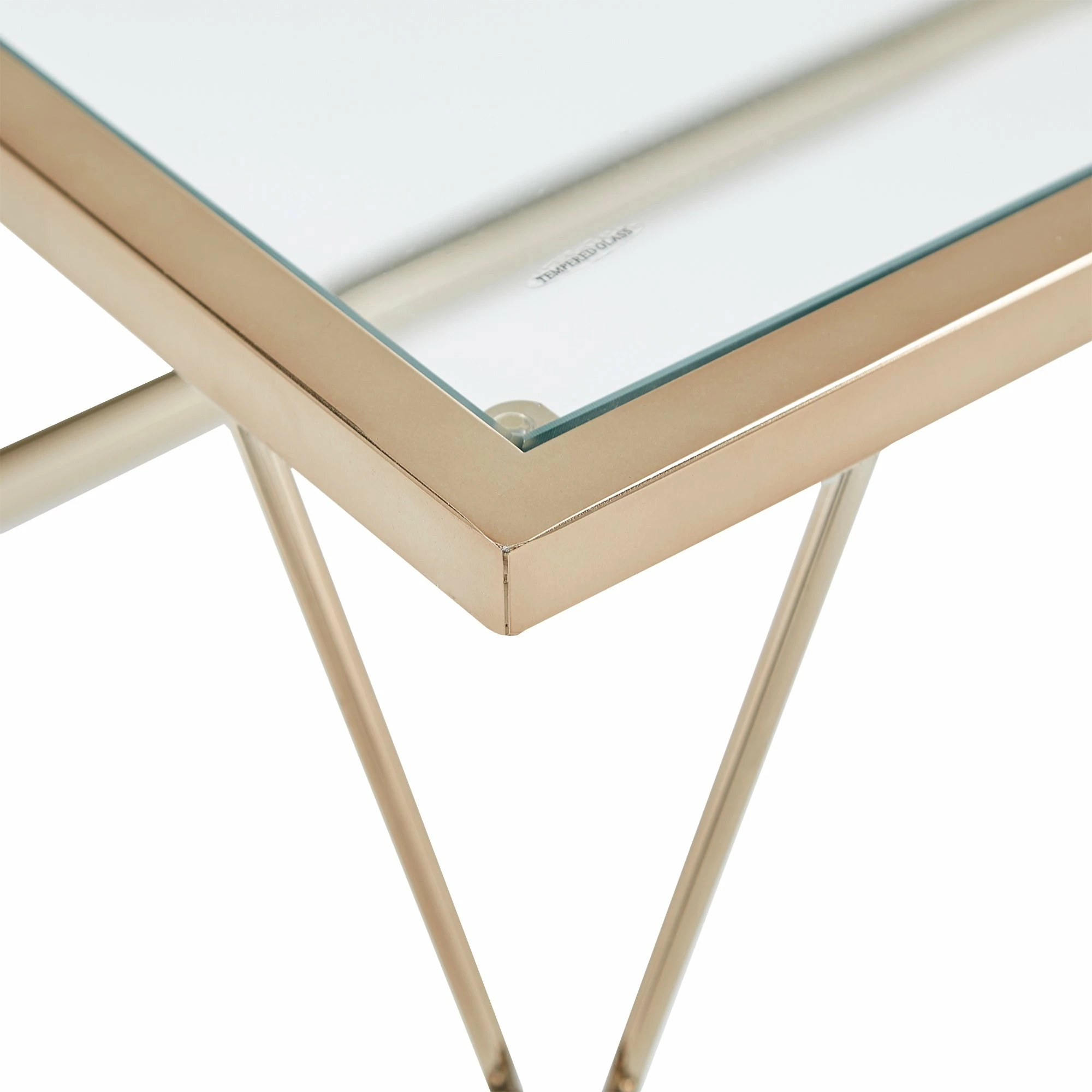 New ⌛ Sandiacre Champagne Gold Reef Knot Frame And Glass Coffee Table By INSPIRE Q Bold ⭐ 5 New ⌛ Sandiacre Champagne Gold Reef Knot Frame And Glass Coffee Table By INSPIRE Q Bold ⭐ - Image 5