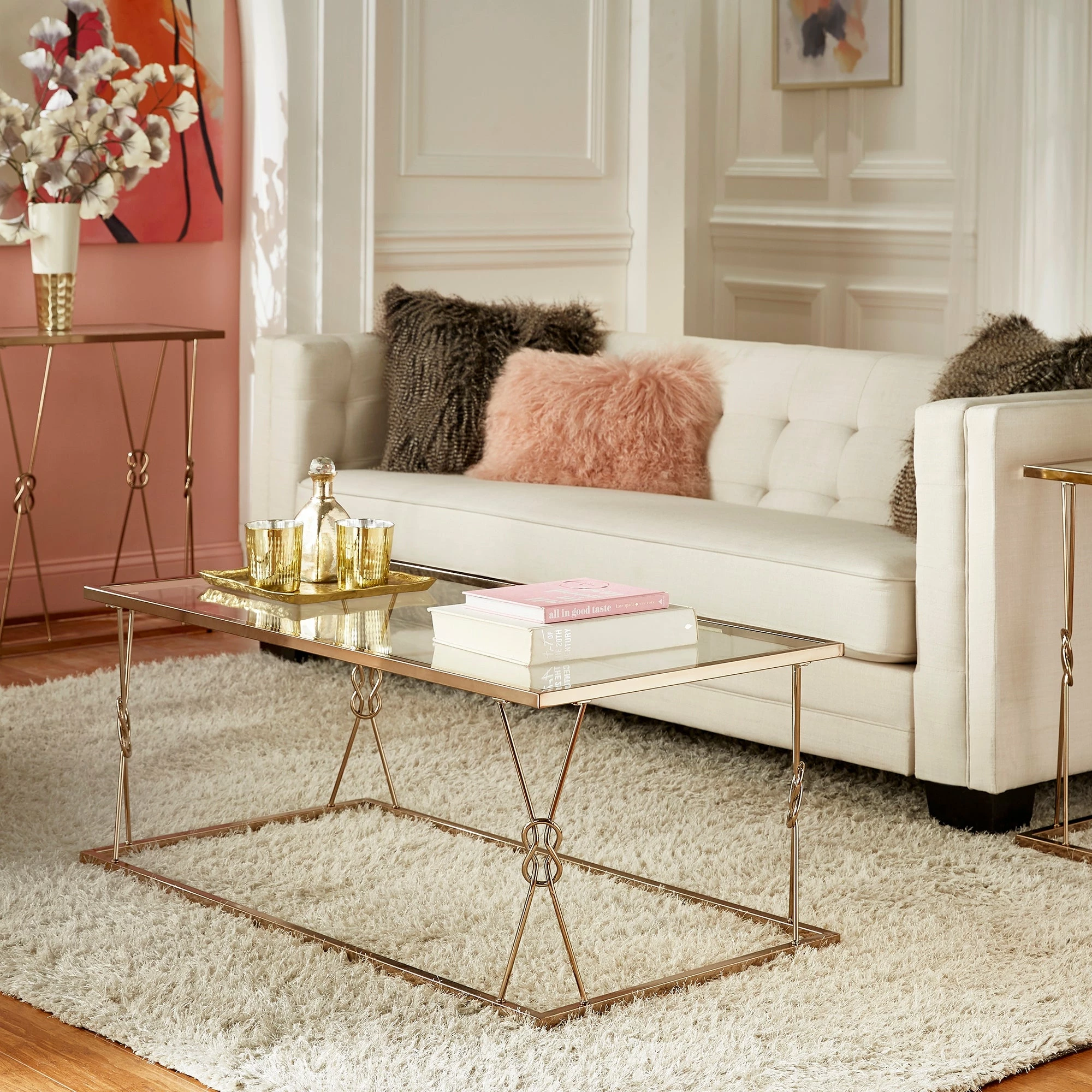New ⌛ Sandiacre Champagne Gold Reef Knot Frame And Glass Coffee Table By INSPIRE Q Bold ⭐ 1 New ⌛ Sandiacre Champagne Gold Reef Knot Frame And Glass Coffee Table By INSPIRE Q Bold ⭐