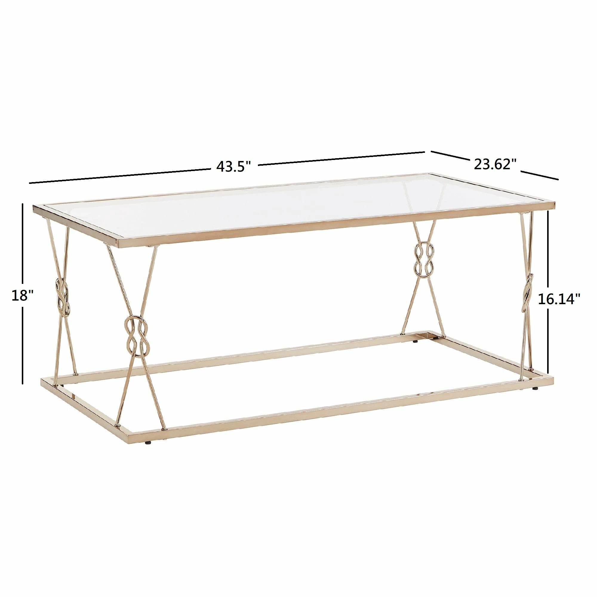New ⌛ Sandiacre Champagne Gold Reef Knot Frame And Glass Coffee Table By INSPIRE Q Bold ⭐ 7 New ⌛ Sandiacre Champagne Gold Reef Knot Frame And Glass Coffee Table By INSPIRE Q Bold ⭐ - Image 7