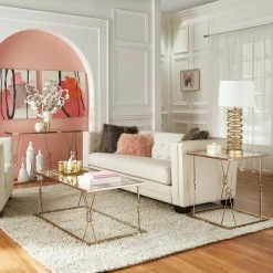 Best deal 🔥 Sandiacre Champagne Gold Reef Knot Frame And Glass Table Set By INSPIRE Q Bold 😍