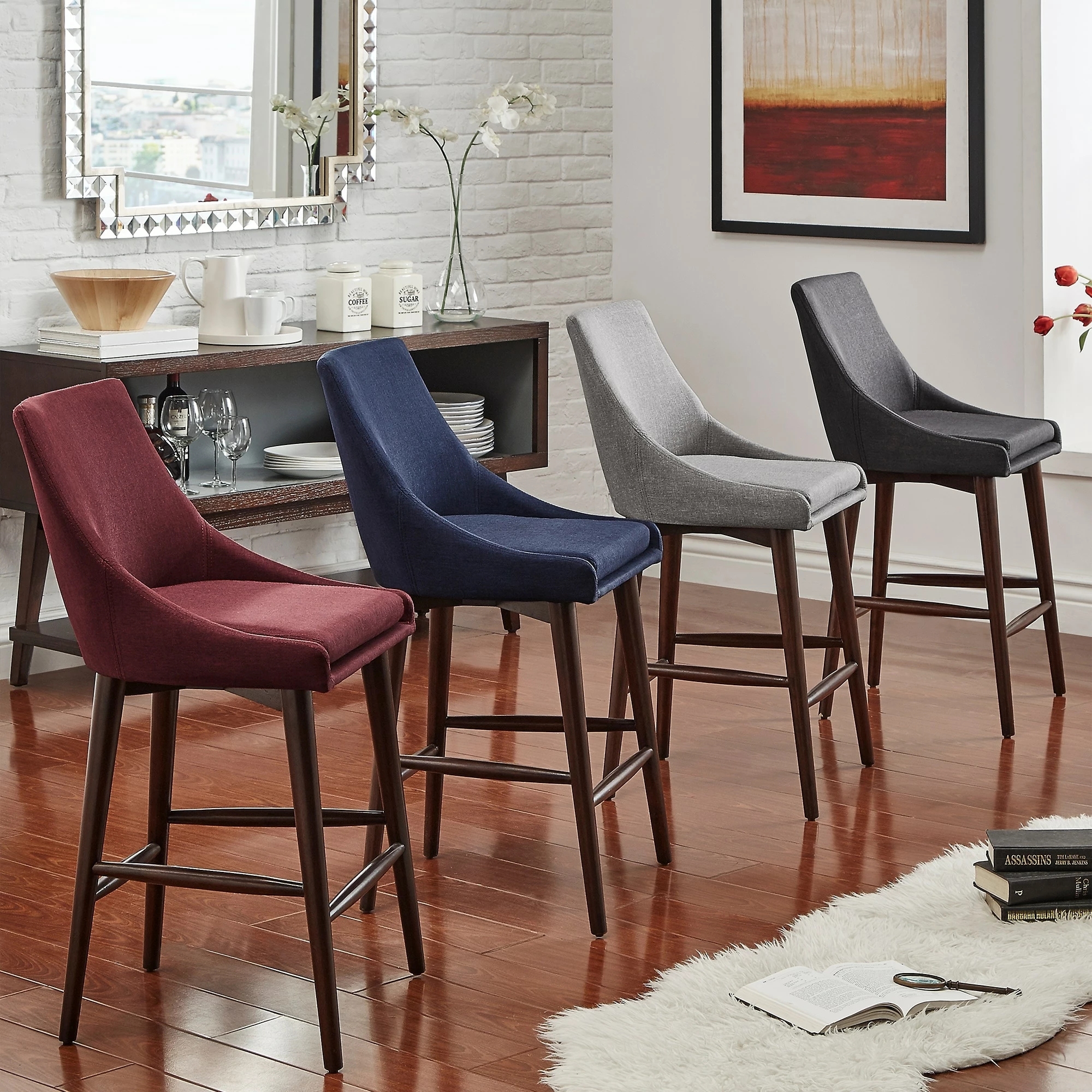 Best deal ๐งจ Sasha Espresso Barrel Back Counter Stools (Set Of 2) INSPIRE Q Modern Twilight Blue Linen ๐ฅ 2 Best deal ๐งจ Sasha Espresso Barrel Back Counter Stools (Set Of 2) INSPIRE Q Modern Twilight Blue Linen ๐ฅ - Image 2