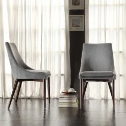 Best Pirce ❤️ Sasha Mid-century Grey Fabric Upholstered Tapered Leg Dining Chairs (Set Of 2) INSPIRE Q Modern 🎁