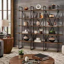 Cheapest ⌛ Sayler X-Back Metal Bookshelf With Walnut Finish By INSPIRE Q Artisan ❤️
