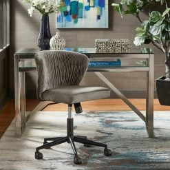 Brand new 🥰 Sayu Curved Back Velvet Wave Pattern Office Chair By INSPIRE Q Modern Blue 😍