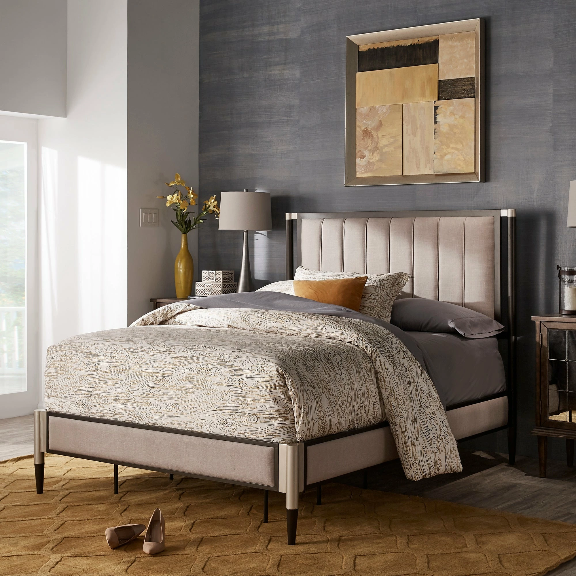 Flash Sale ๐งจ Sierra Beige Upholstered Queen Bed, Bench, Or Set By INSPIRE Q Modern Bed And Bench ๐ - Image 2