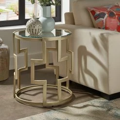 Budget 🔔 Spumante 23" Tall Glass End Table By INSPIRE Q Bold 🔔