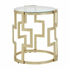 Buy ✨ Spumante Matte Gold Finish, Clear Glass Top Table Set By INSPIRE Q Bold ✨ -iNSPIRE Q shop Spumante Matte Gold Finish2C Clear Glass Top Table Set by iNSPIRE Q Bold 3