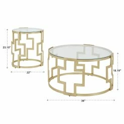 Buy ✨ Spumante Matte Gold Finish, Clear Glass Top Table Set By INSPIRE Q Bold ✨ -iNSPIRE Q shop Spumante Matte Gold Finish2C Clear Glass Top Table Set by iNSPIRE Q Bold 6