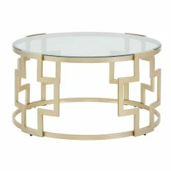 Buy ✨ Spumante Matte Gold Finish, Clear Glass Top Table Set By INSPIRE Q Bold ✨ -iNSPIRE Q shop Spumante Matte Gold Finish2C Clear Glass Top Table Set by iNSPIRE Q Bold 8