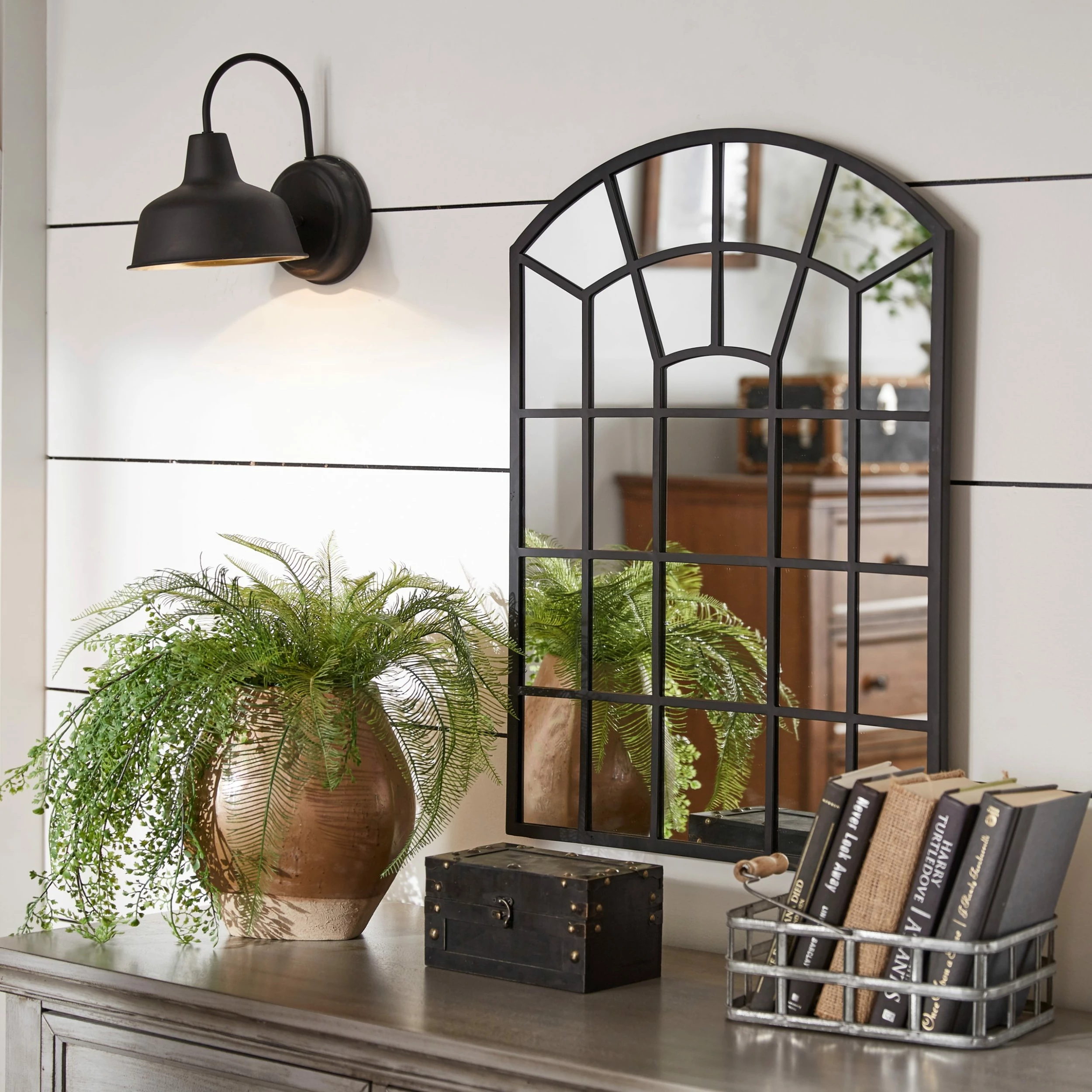 Cheapest ✨ Surise Metal Arched Windowpane Wall Mirror By INSPIRE Q Modern Black 🌟 1 Cheapest ✨ Surise Metal Arched Windowpane Wall Mirror By INSPIRE Q Modern Black 🌟