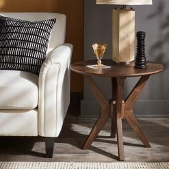Cheapest 😉 Todd Mid-Century Walnut Finish Round End Table By INSPIRE Q Modern 😍