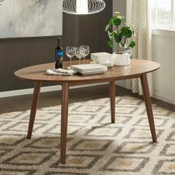 Promo 🎁 Todd Mid-Century Walnut Oval Dining Table By INSPIRE Q Modern 👍