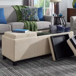 Coupon 😍 Trace Heathered Weave Storage Bench With Trays By INSPIRE Q Classic 🧨