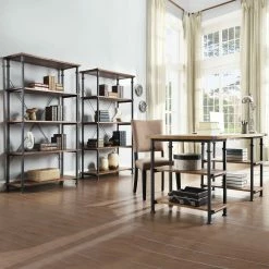 New 🧨 Myra Vintage Industrial Modern 3-piece Desk And 40-inch Bookcase Set By INSPIRE Q Classic 🌟
