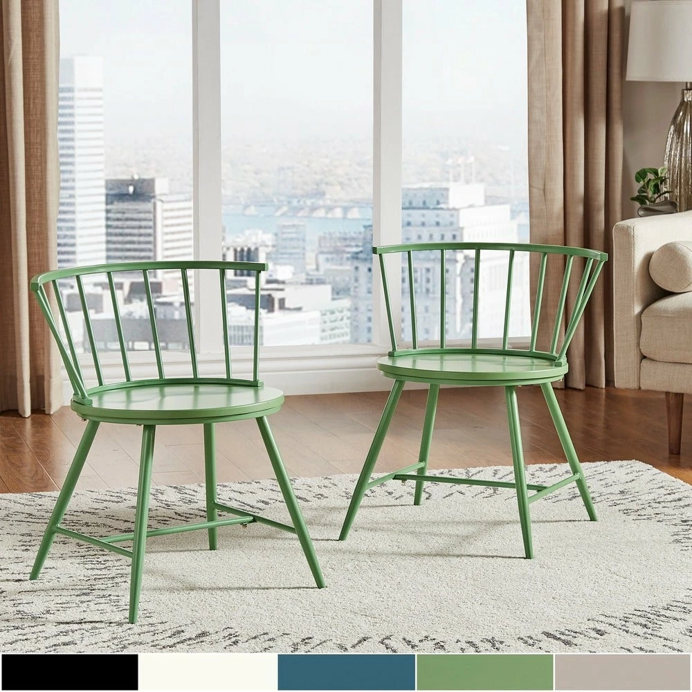 Outlet 🎉 Truman Low Back Windsor Dining Chair (Set Of 2) By INSPIRE Q Modern Green Meadow 🎁