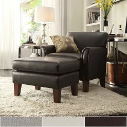 Cheap 👍 Uptown Modern Accent Chair And Ottoman By INSPIRE Q Classic Dark Brown Faux Leather ❤️