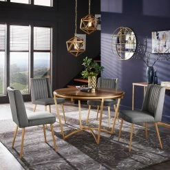 Brand new ๐ Vanderson Natural Wood And Gold Dining Set By INSPIRE Q Modern Dark Grey โค๏ธ