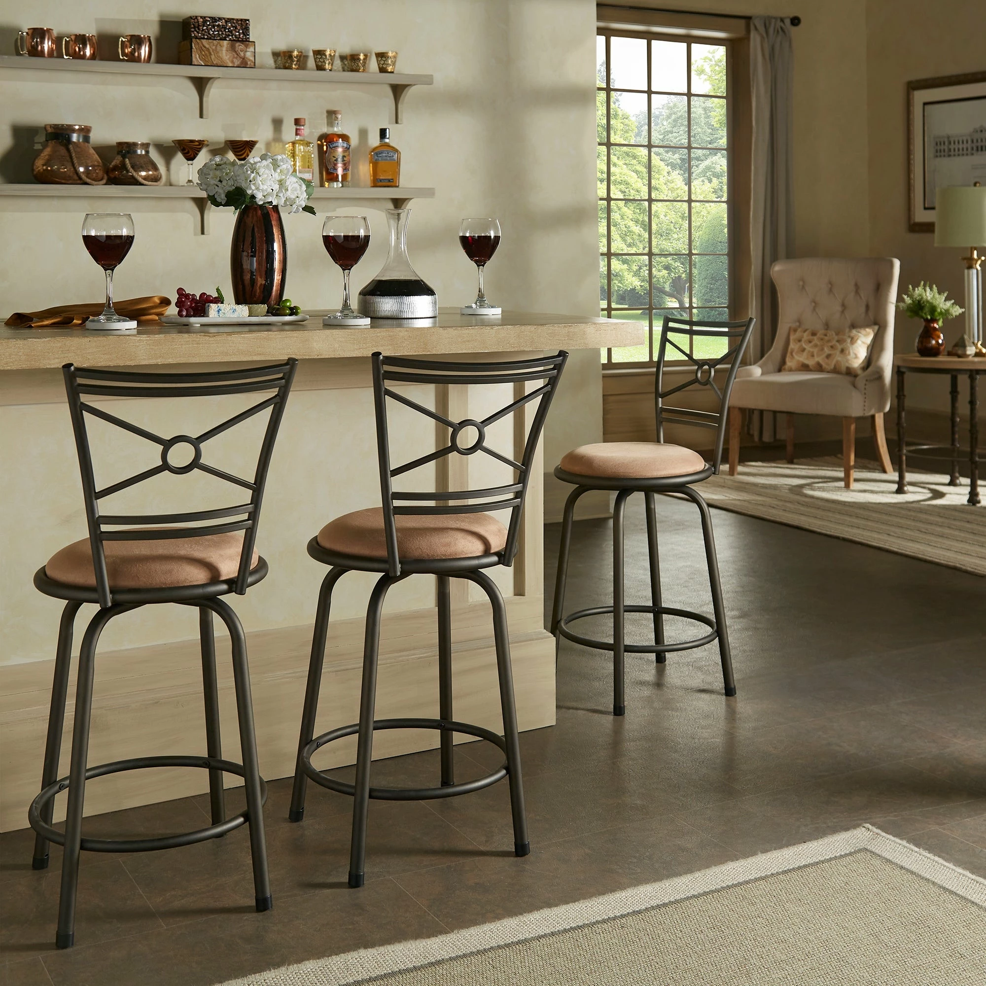 Hot Sale โ Verona Adjustable Bronze Circular X-Cross Back 3pc Pack Stools By INSPIRE Q Classic ๐งจ - Image 2