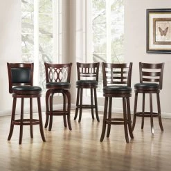 Wholesale ⭐ Verona Cherry Swivel 29-inch High Back Barstool By INSPIRE Q Classic Ladder Back 💯