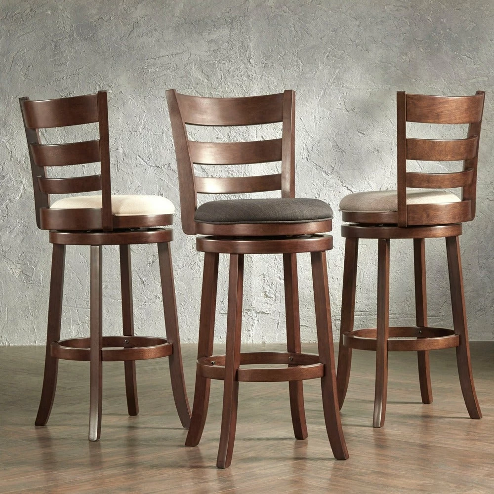 Deals ✔️ Verona Linen Ladder Back Swivel Bar Stool By INSPIRE Q Classic Dark Grey 🔥 - Image 2