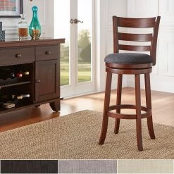 Deals ✔️ Verona Linen Ladder Back Swivel Bar Stool By INSPIRE Q Classic Dark Grey 🔥