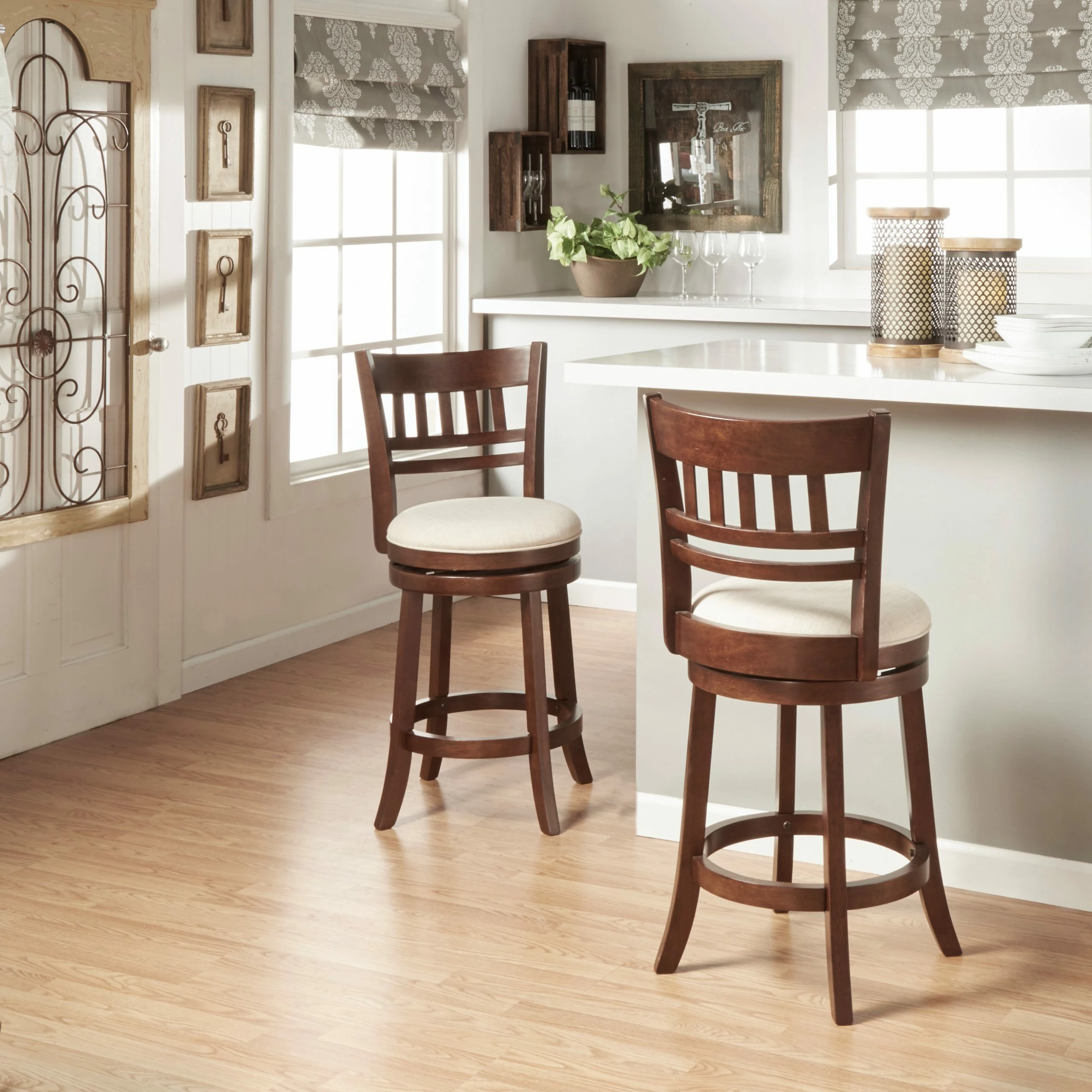 Best deal ๐ Verona Linen Lattice Back Swivel 24-inch Counter Height Stool By INSPIRE Q Classic Beige ๐งจ - Image 6