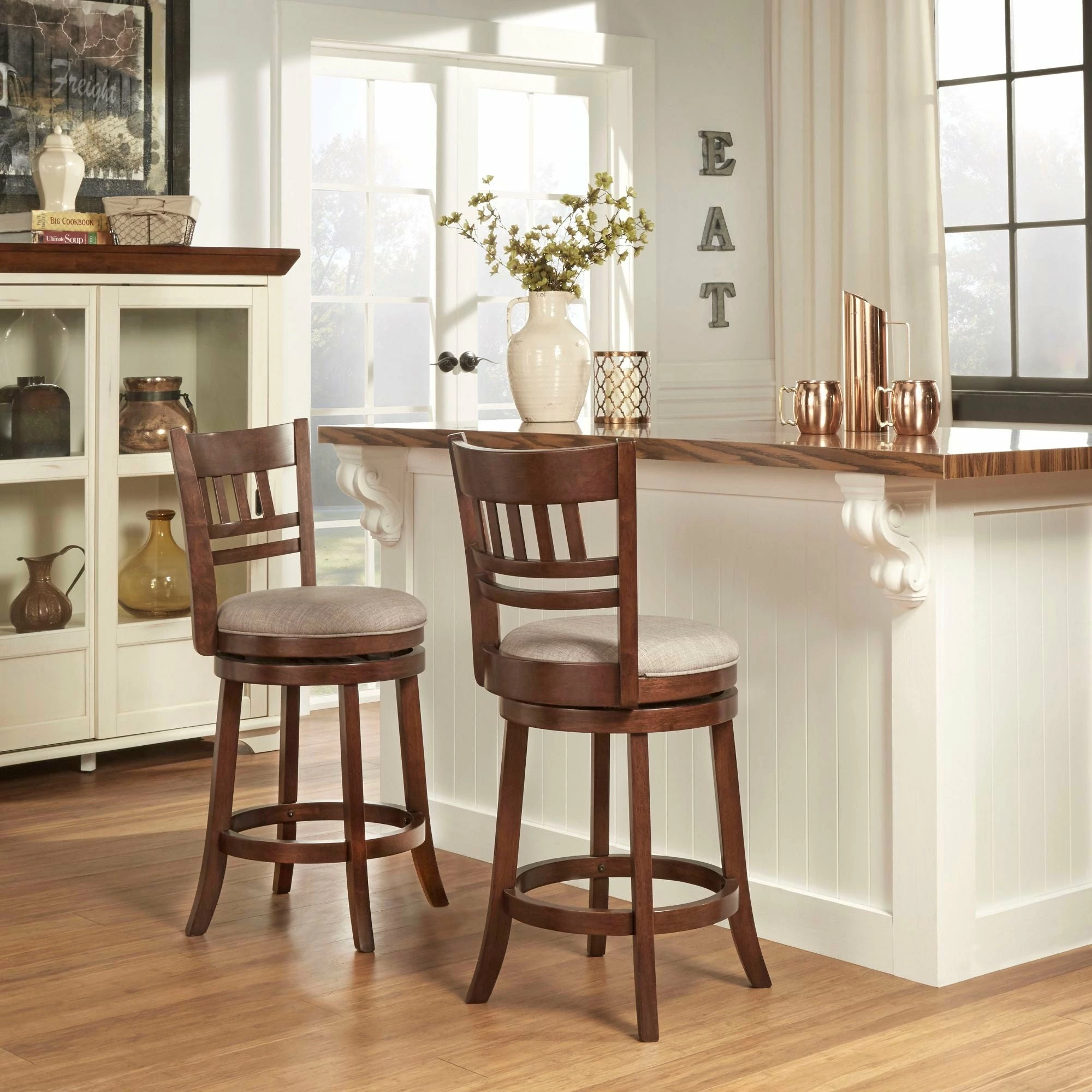 Best deal ๐ Verona Linen Lattice Back Swivel 24-inch Counter Height Stool By INSPIRE Q Classic Beige ๐งจ - Image 7