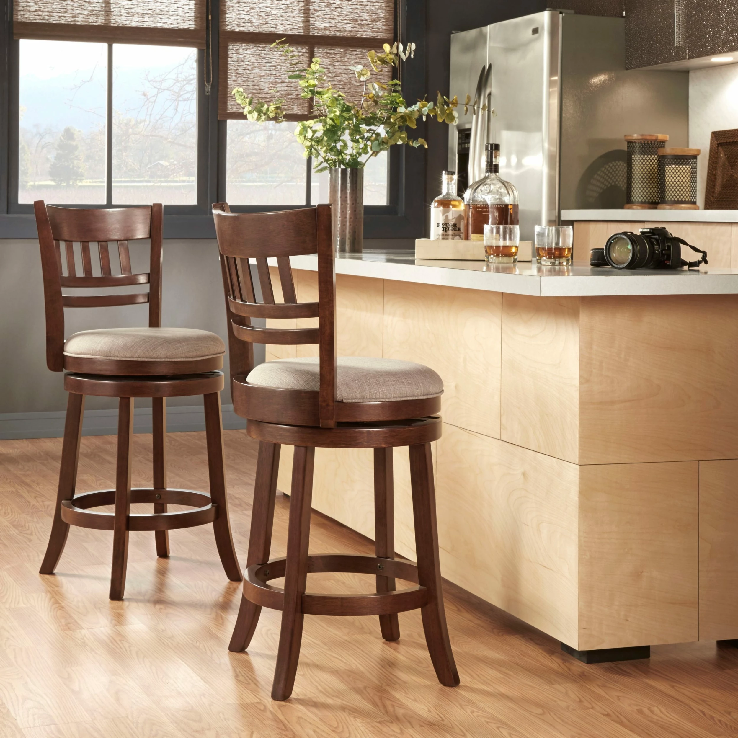 Best deal ๐ Verona Linen Lattice Back Swivel 24-inch Counter Height Stool By INSPIRE Q Classic Beige ๐งจ - Image 8