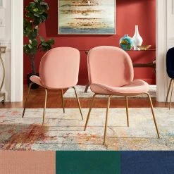 Coupon ✨ Veronika Velvet Dining Chairs (Set Of 2) By INSPIRE Q Bold Pink Velvet 😍