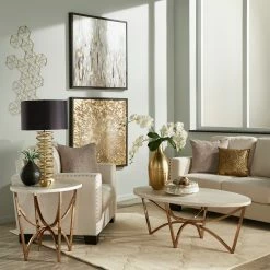 Top 10 🥰 Vittoria Champagne Gold Table Set Or Coffee Table With White Faux Marble Top By INSPIRE Q Bold 👏