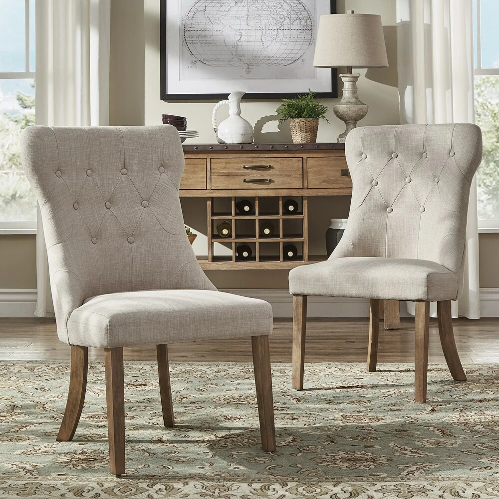 New 🌟 Voyager Button-tufted Dining Chairs (Set Of 2) By INSPIRE Q Artisan Grey 🥰 - Image 2