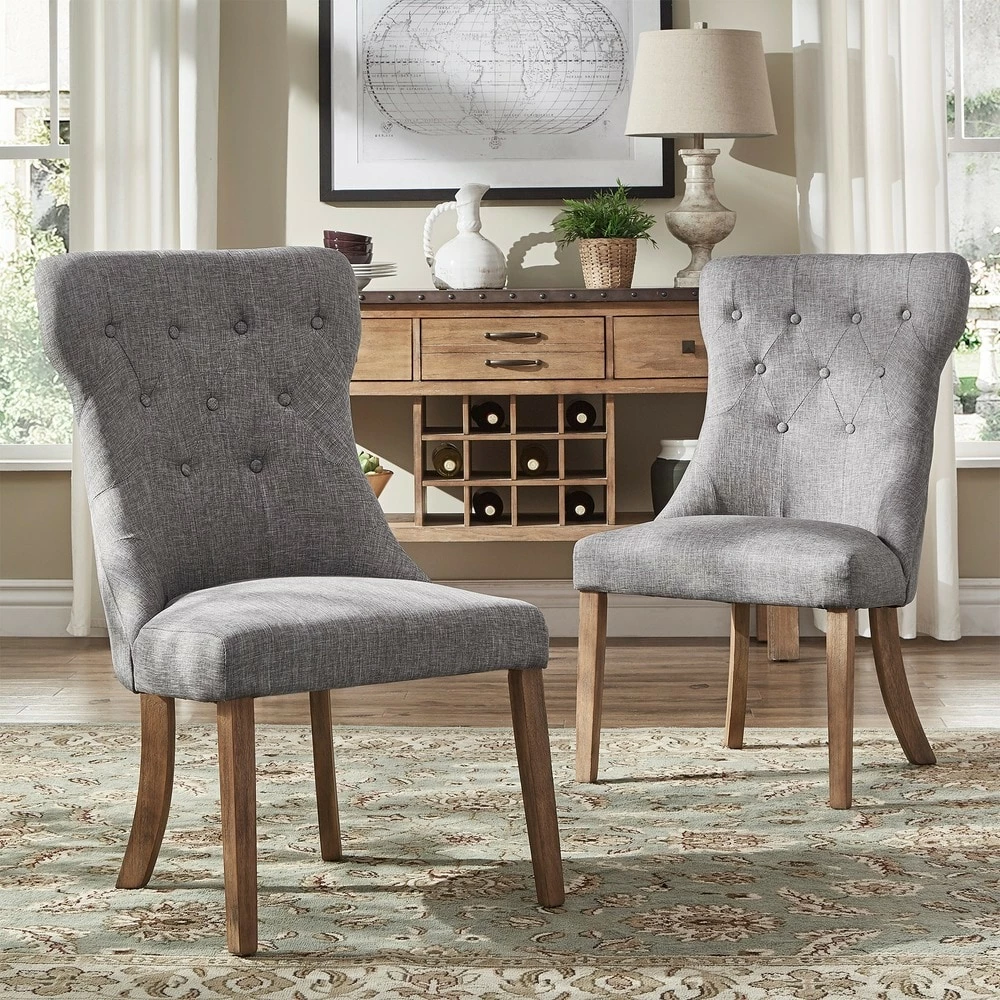 New 🌟 Voyager Button-tufted Dining Chairs (Set Of 2) By INSPIRE Q Artisan Grey 🥰 - Image 6