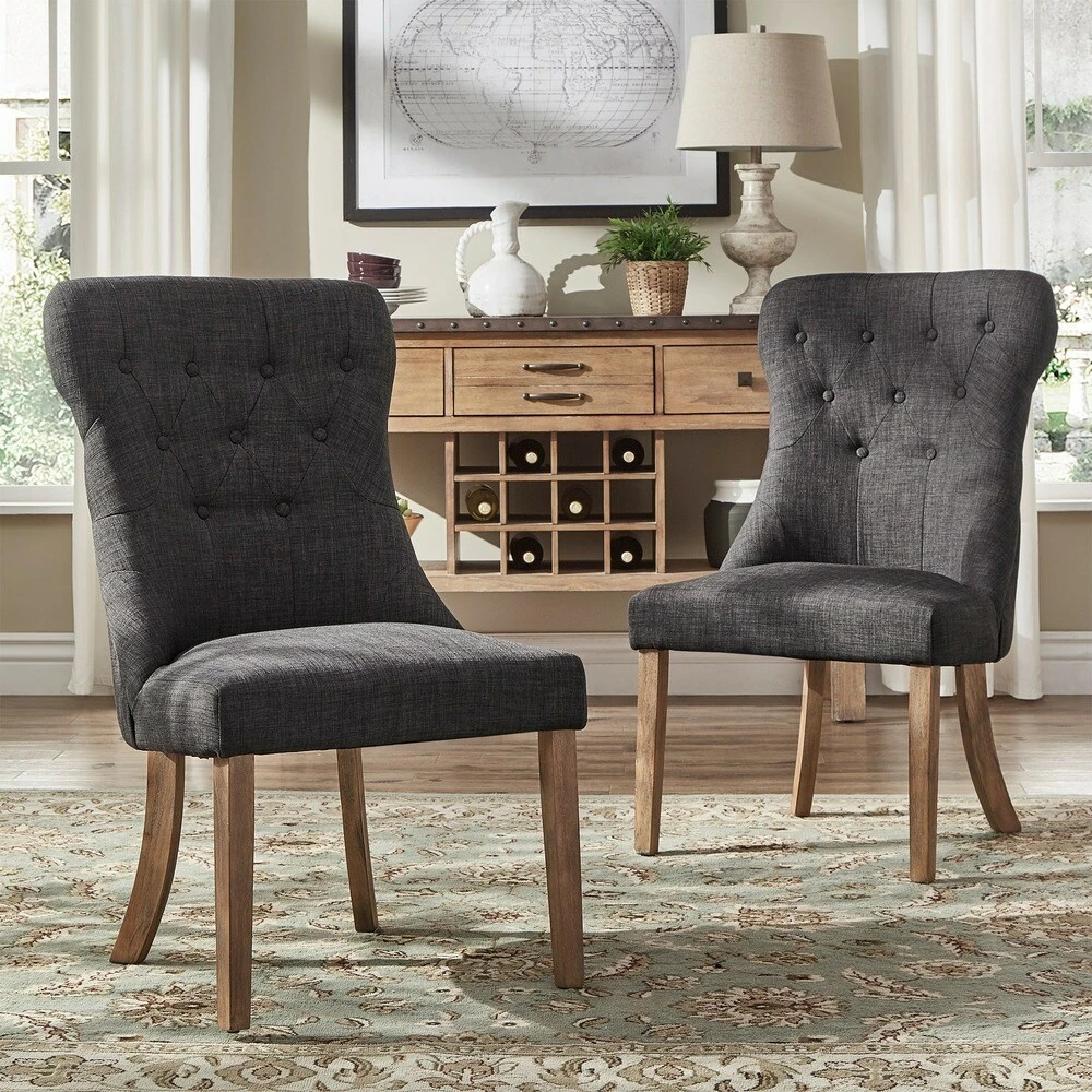 New 🌟 Voyager Button-tufted Dining Chairs (Set Of 2) By INSPIRE Q Artisan Grey 🥰 - Image 3
