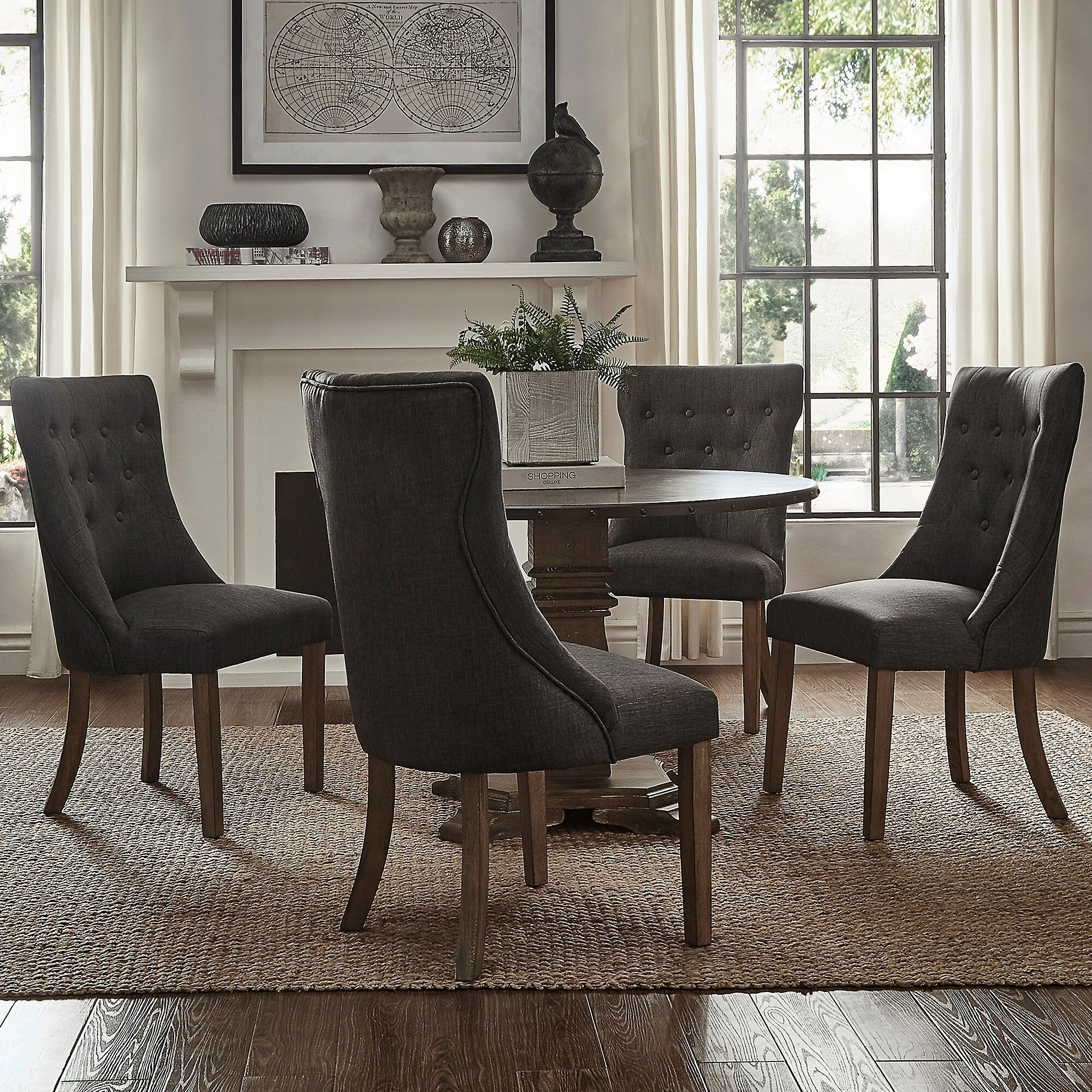 New 🌟 Voyager Button-tufted Dining Chairs (Set Of 2) By INSPIRE Q Artisan Grey 🥰 - Image 5
