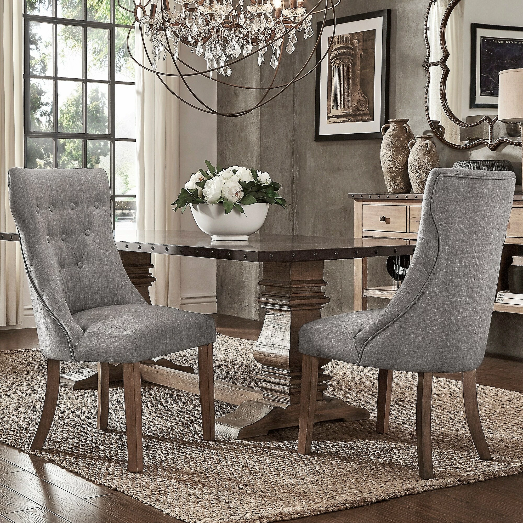 New 🌟 Voyager Button-tufted Dining Chairs (Set Of 2) By INSPIRE Q Artisan Grey 🥰 - Image 7