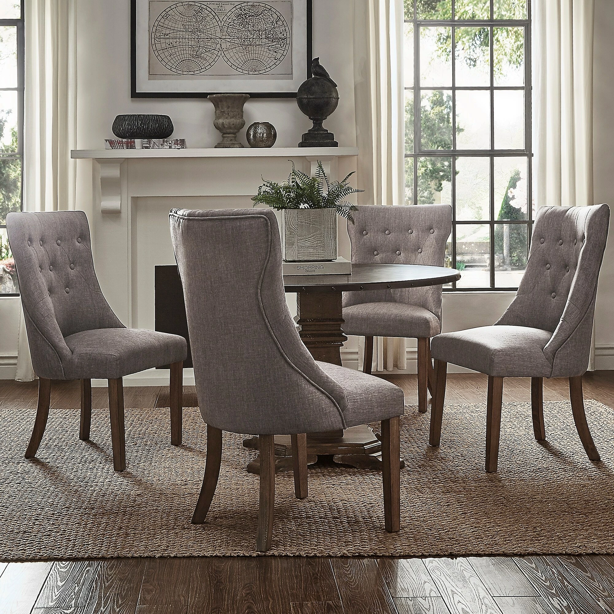 New 🌟 Voyager Button-tufted Dining Chairs (Set Of 2) By INSPIRE Q Artisan Grey 🥰 - Image 8