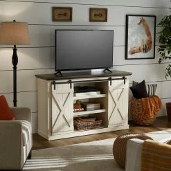 Budget ❤️ Walter Two-Tone Finish TV Stand By INSPIRE Q Classic White ✨