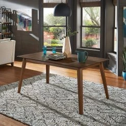 Wholesale 🥰 Willis 63" Wide 4 - Person Mid-Century Tapered Dining Table By INSPIRE Q Modern - Walnut ✨