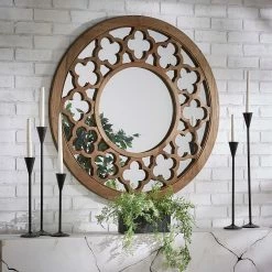 Coupon 🎁 Silas Wood Quatrefoil Cutout Round Wall Mirror By INSPIRE Q Artisan 🥰