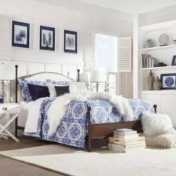 Cheap 🔥 Andover Cream Curved Top Cherry Brown Metal Poster Bed By INSPIRE Q Classic ⌛