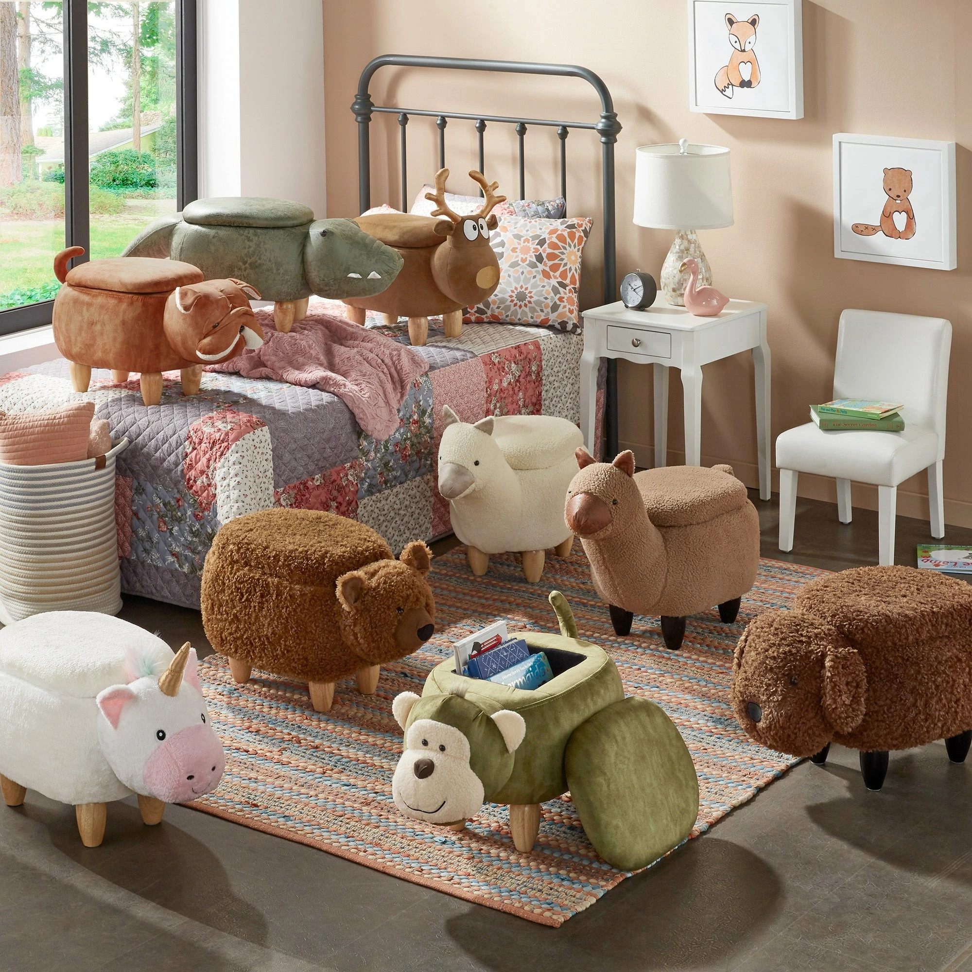 Cheap 🌟 IQ Friends - Animal Storage Ottomans By INSPIRE Q Junior White Unicorn 🌟